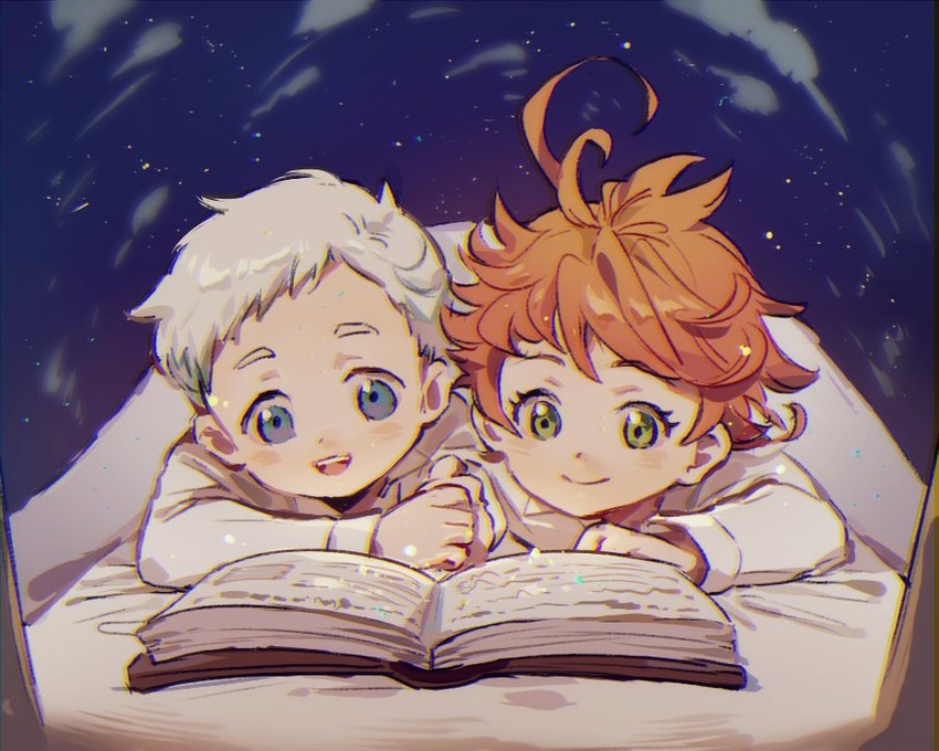 emma and norman (yakusoku no neverland) drawn by qin_(7833198)