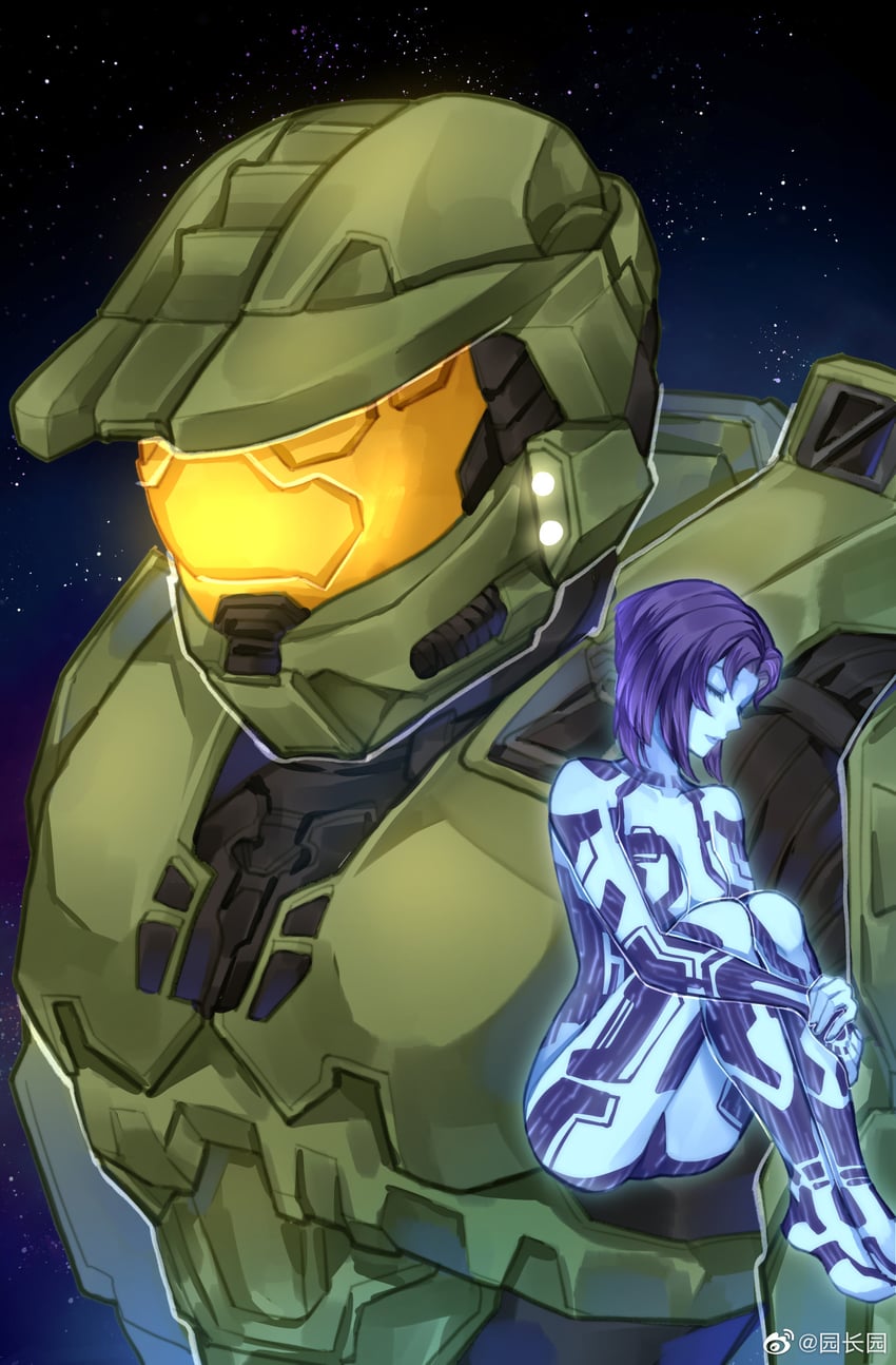 master chief and cortana (halo and 1 more) drawn by sky_kiki