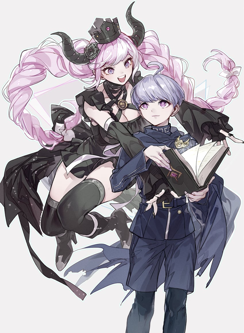 shinigami and yuma kokohead (master detective archives: rain code) drawn by izumi_(nagashi)