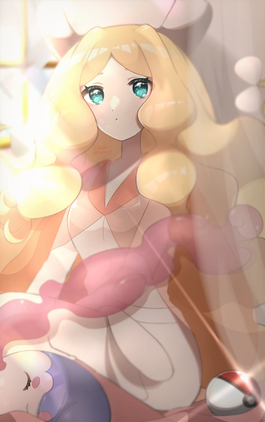 caitlin and musharna (pokemon and 1 more) drawn by kurumiya_(krmy_p)
