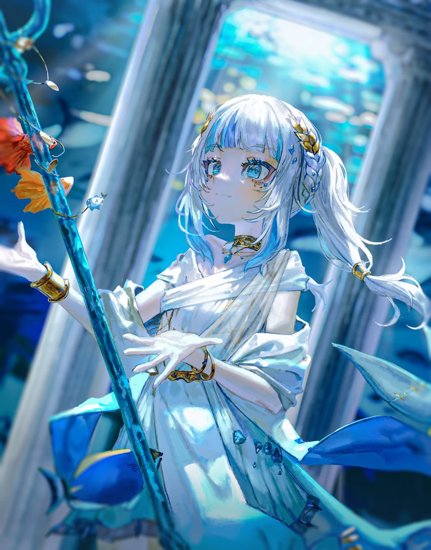 gawr gura (hololive and 1 more) drawn by quasarcake