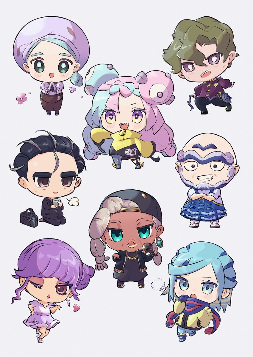 iono, grusha, larry, katy, brassius, and 3 more (pokemon and 1 more) drawn by anidf