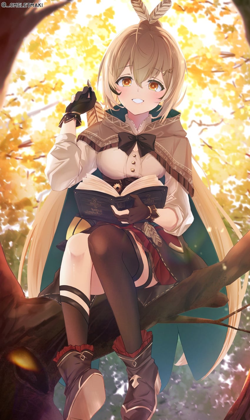 nanashi mumei (hololive and 1 more) drawn by omeletmaki