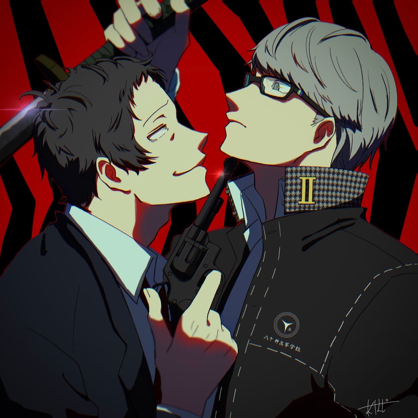 narukami yu and adachi tooru (persona and 1 more) drawn by mmkk_82153