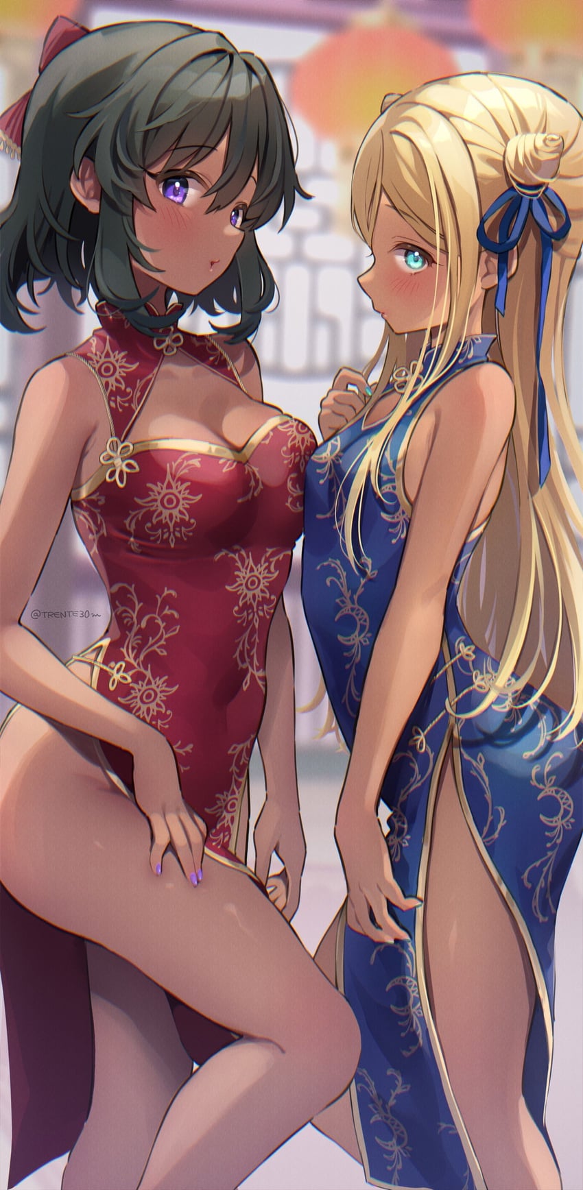 natalia and layla (idolmaster and 1 more) drawn by trente