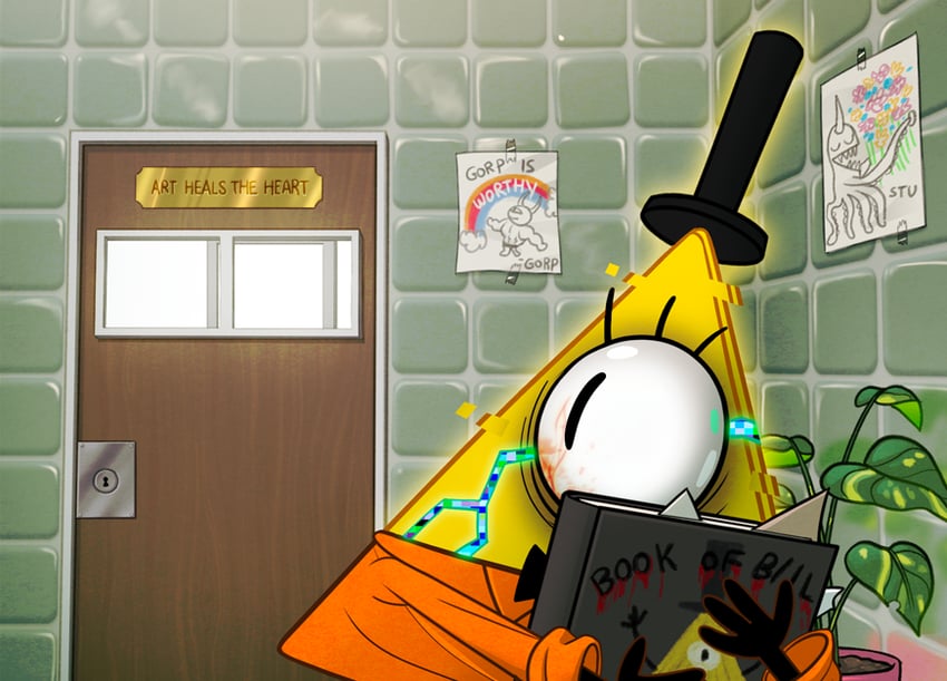 bill cipher (gravity falls and 1 more) drawn by emmy_cicierega