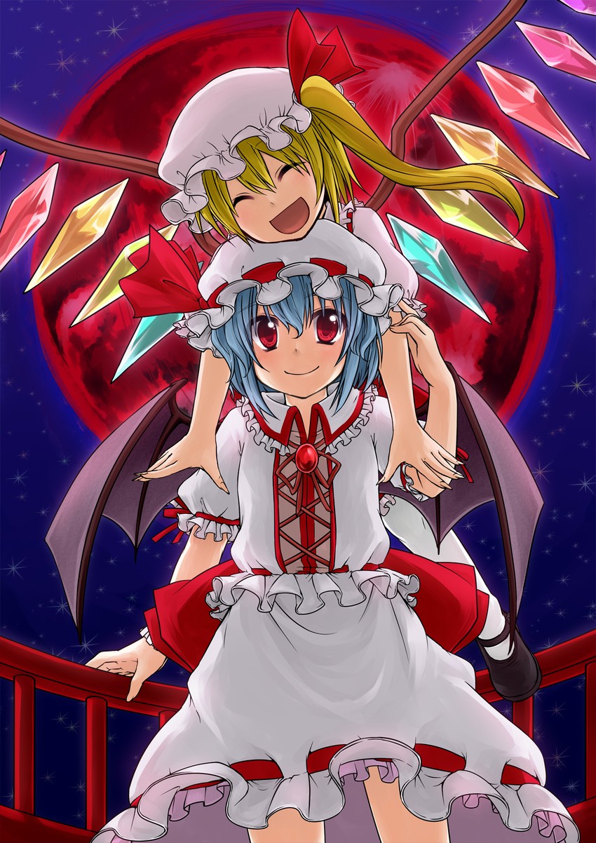 remilia scarlet and flandre scarlet (touhou) drawn by monrooru