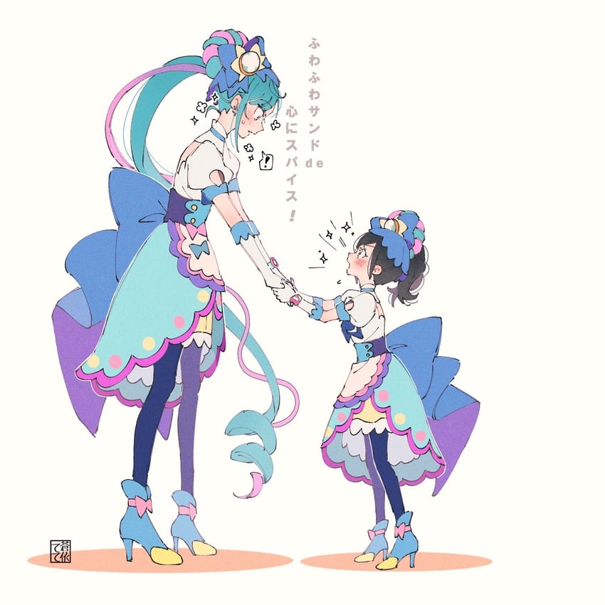 fuwa kokone and cure spicy (precure and 1 more) drawn by aoi_tete
