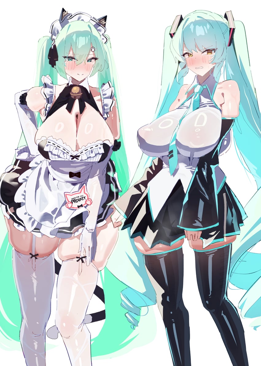 hatsune miku and privaty (vocaloid and 1 more) drawn by tiffany_blews