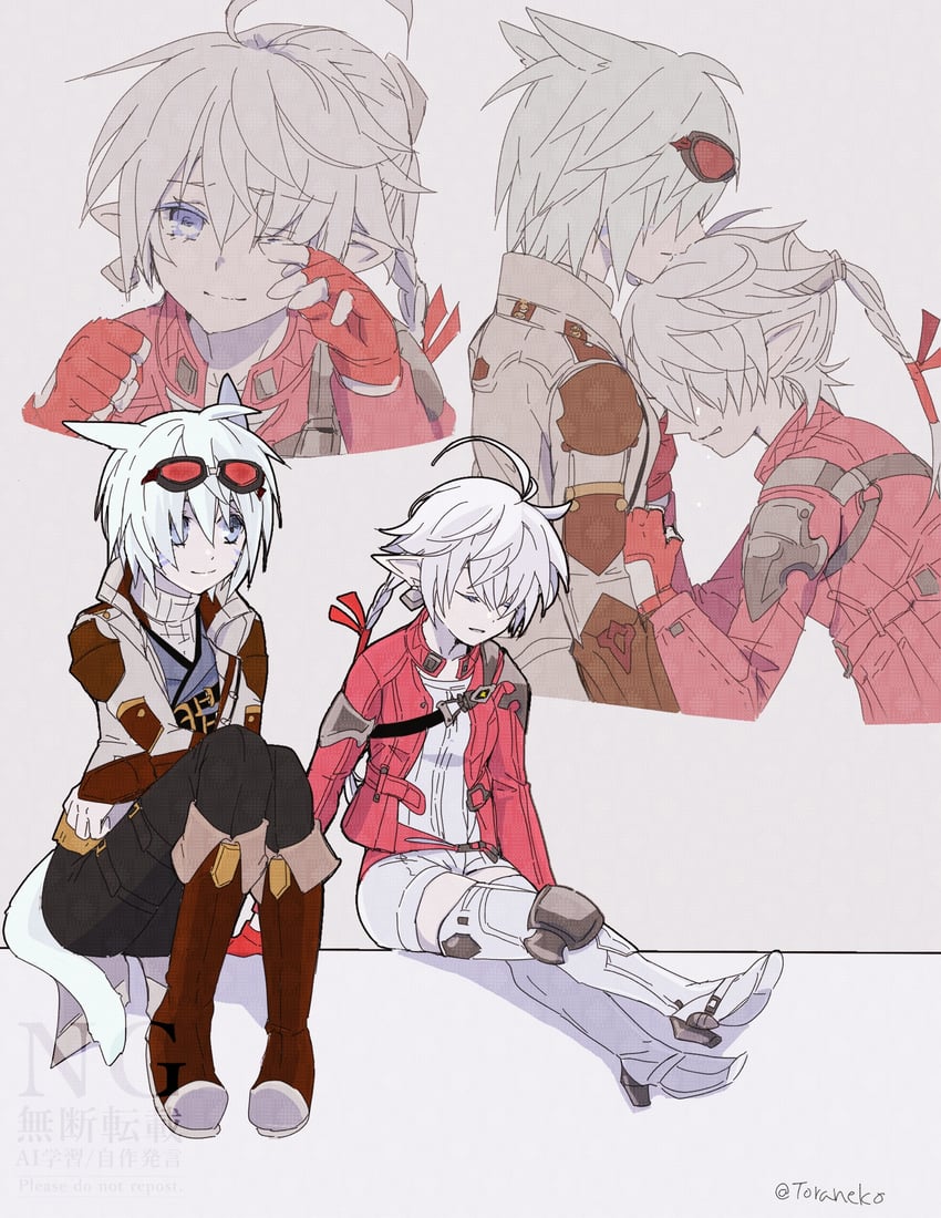warrior of light and alisaie leveilleur (original and 2 more) drawn by marukunaritaineko3
