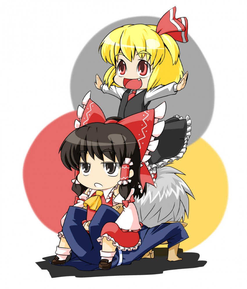 hakurei reimu, rumia, and buront (touhou and 3 more) drawn by wabi_(wbsk)