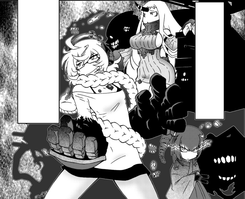 seaport princess, supply depot princess, and ancient destroyer oni (kantai collection) drawn by mashin_eiichirou