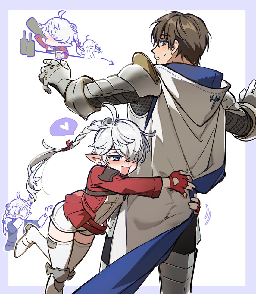 warrior of light, adventurer, alisaie leveilleur, and alphinaud leveilleur  (final fantasy and 1 more) drawn by wuliu_heihuo | Danbooru
