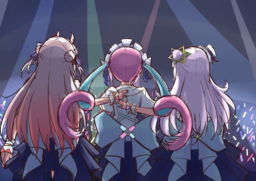 minato aqua, murasaki shion, and nakiri ayame (hololive) drawn by tunakou27