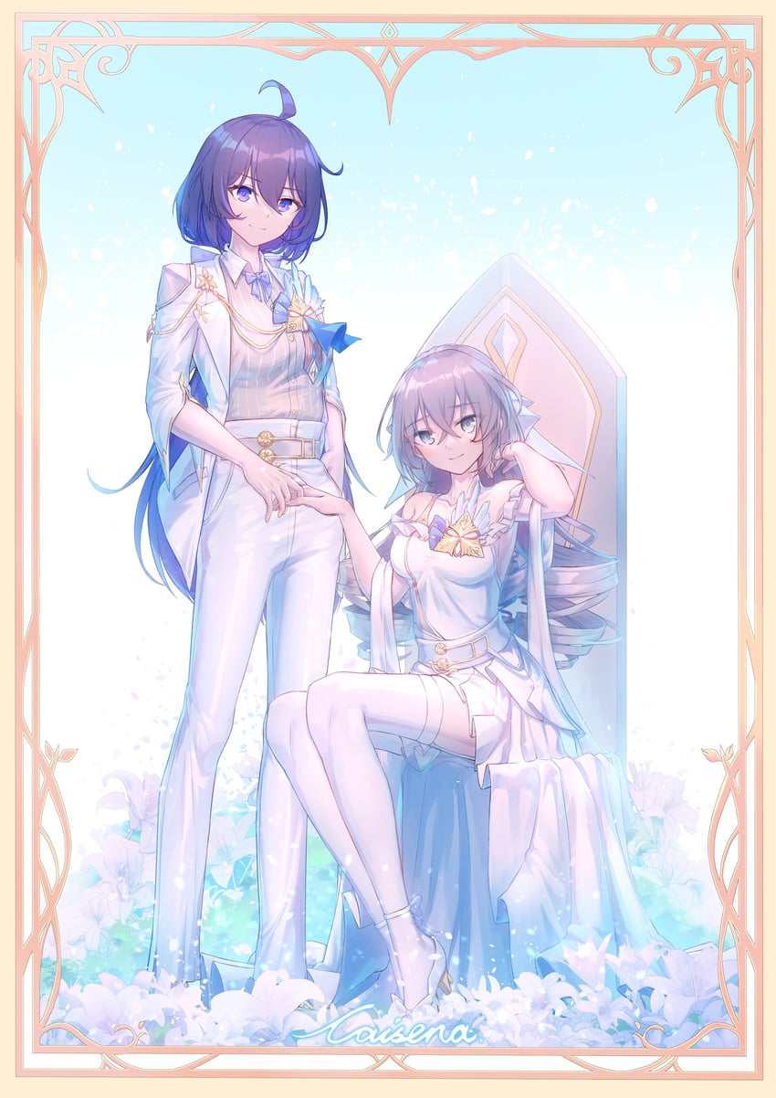 bronya rand and seele (honkai and 1 more) drawn by caisena