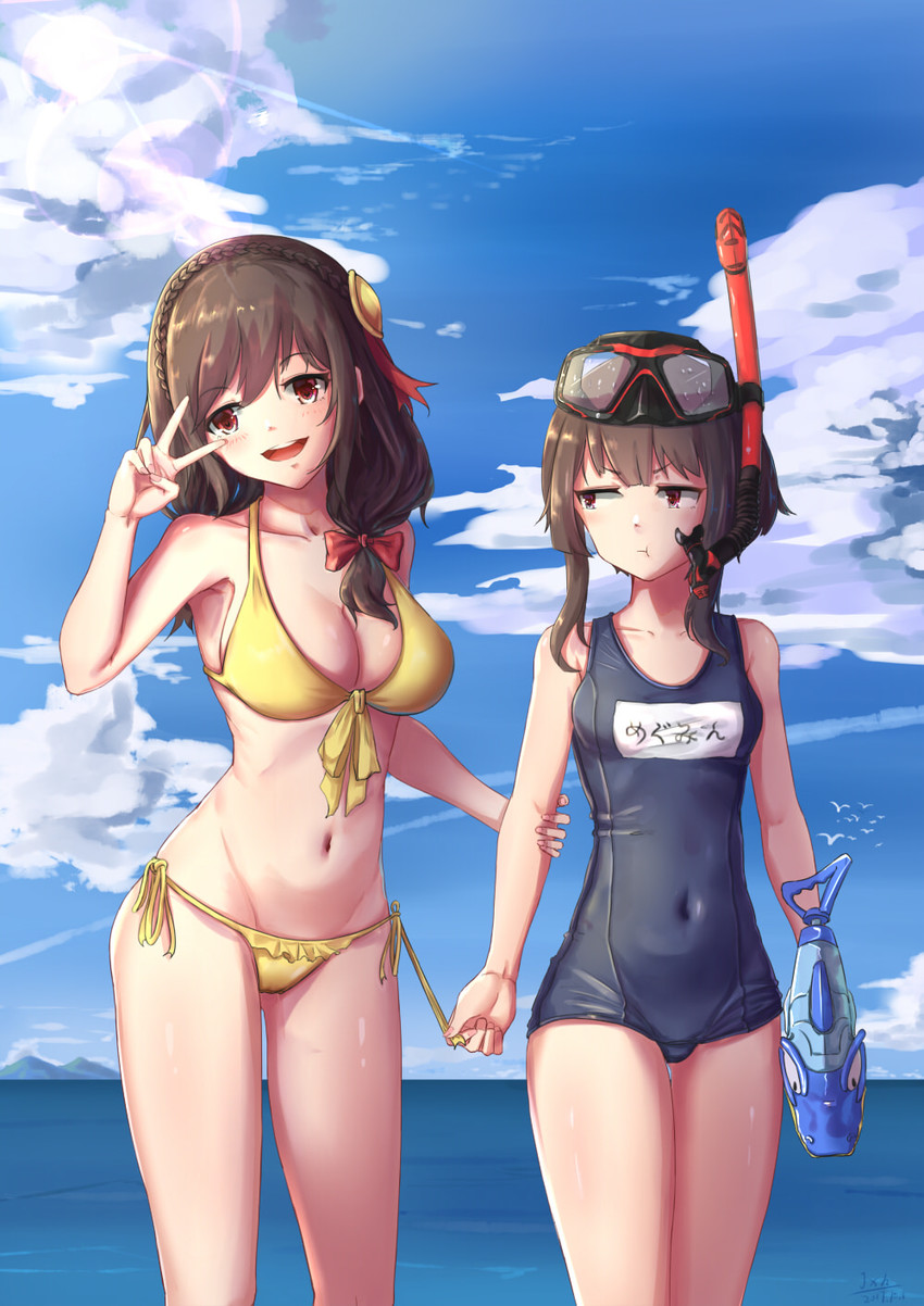 megumin and yunyun (kono subarashii sekai ni shukufuku wo!) drawn by j.xh