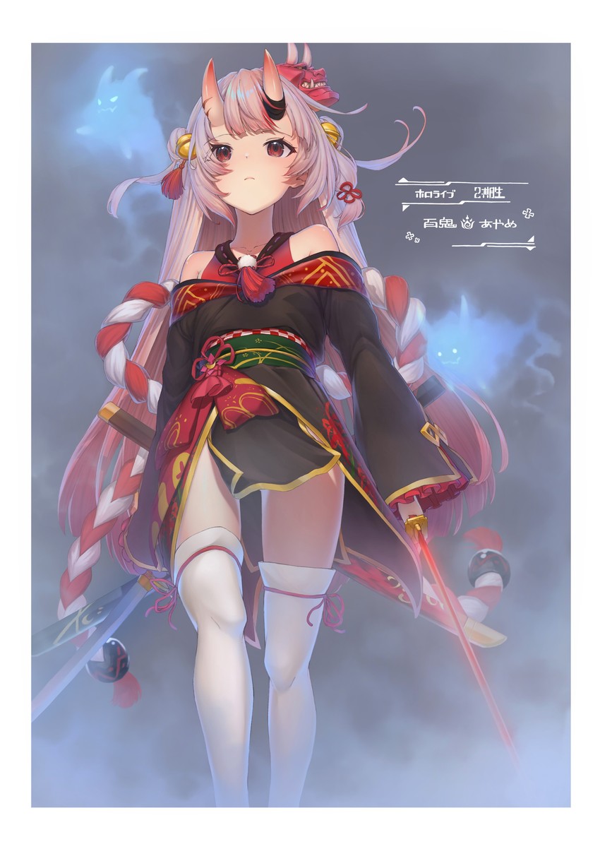 nakiri ayame, shiranui, and karma (hololive) drawn by tihoro1609
