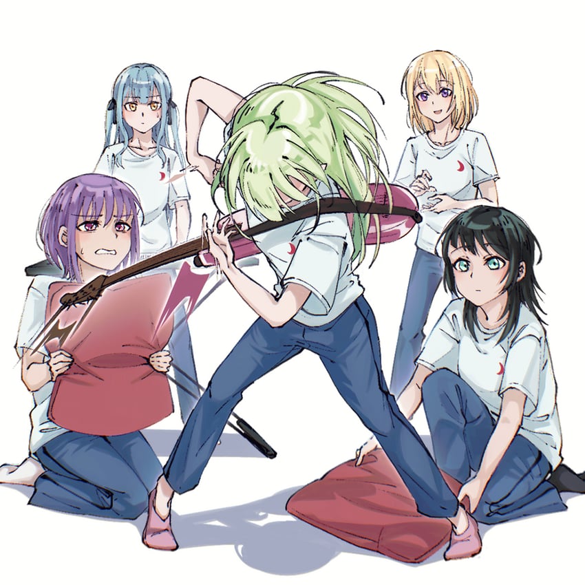 togawa sakiko, wakaba mutsumi, yahata umiri, misumi uika, and yuutenji nyamu (bang dream! and 1 more) drawn by doki_(oox3o)