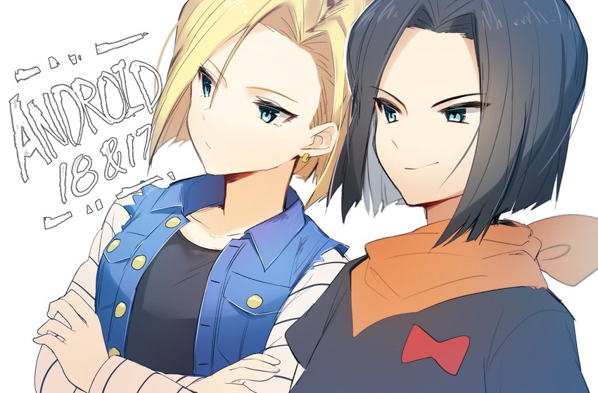 android 18 and android 17 (dragon ball and 1 more) drawn by yuhi_(hssh_6)
