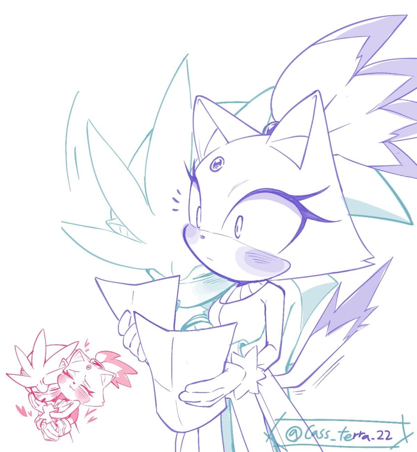 blaze the cat and silver the hedgehog (sonic) drawn by cass_terra_22