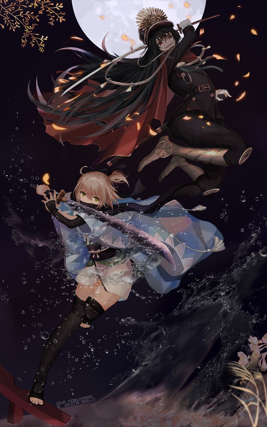 okita souji and oda nobunaga (fate and 1 more) drawn by 27kaworu