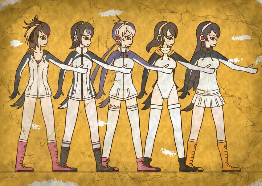 emperor penguin, humboldt penguin, royal penguin, rockhopper penguin, and gentoo penguin (kemono friends and 1 more) drawn by kita_(7kita)