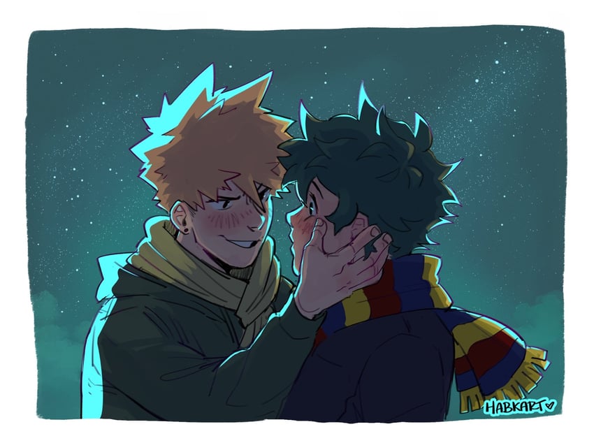 midoriya izuku and bakugou katsuki (boku no hero academia) drawn by habkart