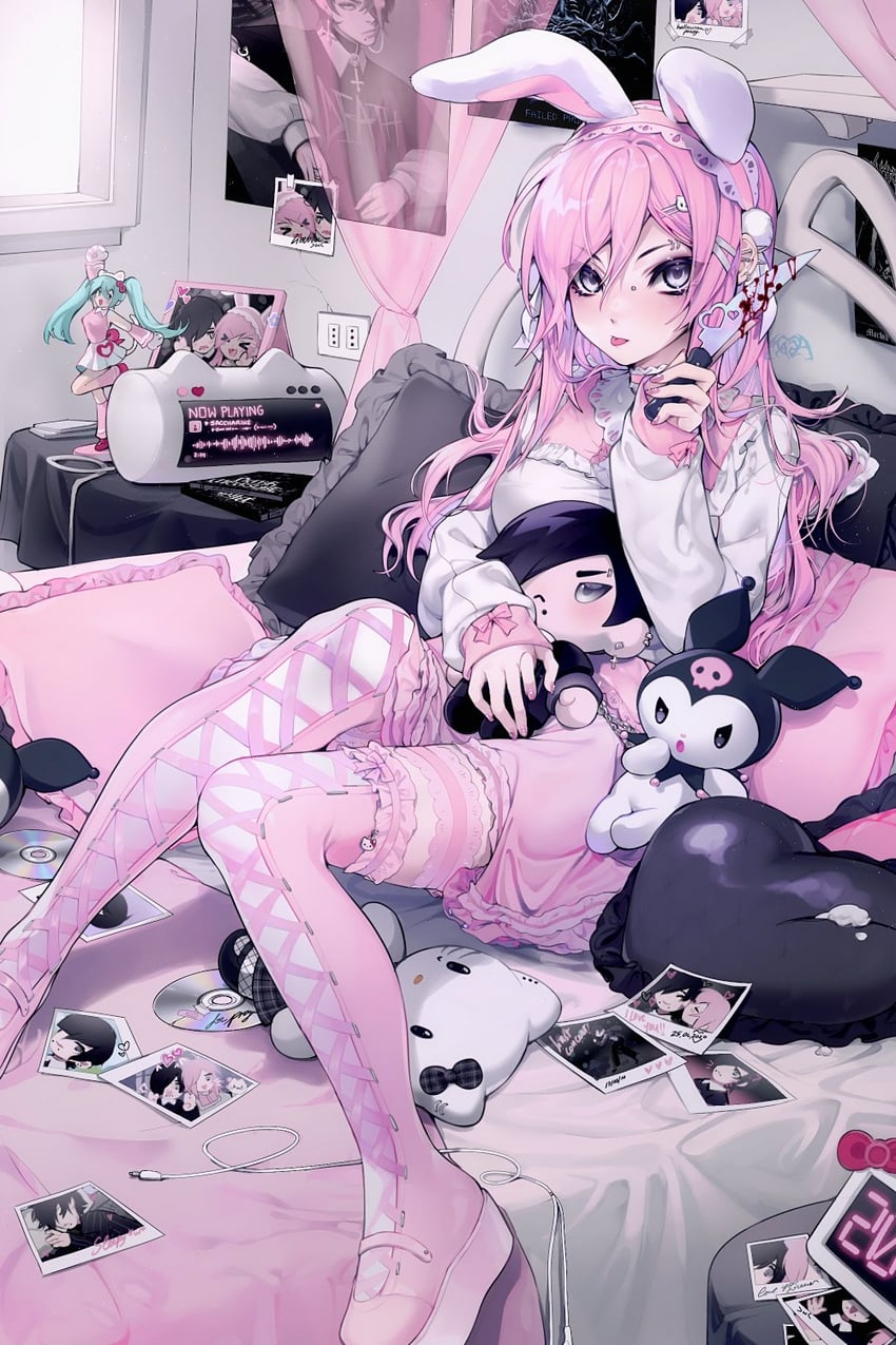 hatsune miku, hello kitty, and kuromi (original and 4 more) drawn by mazamuno