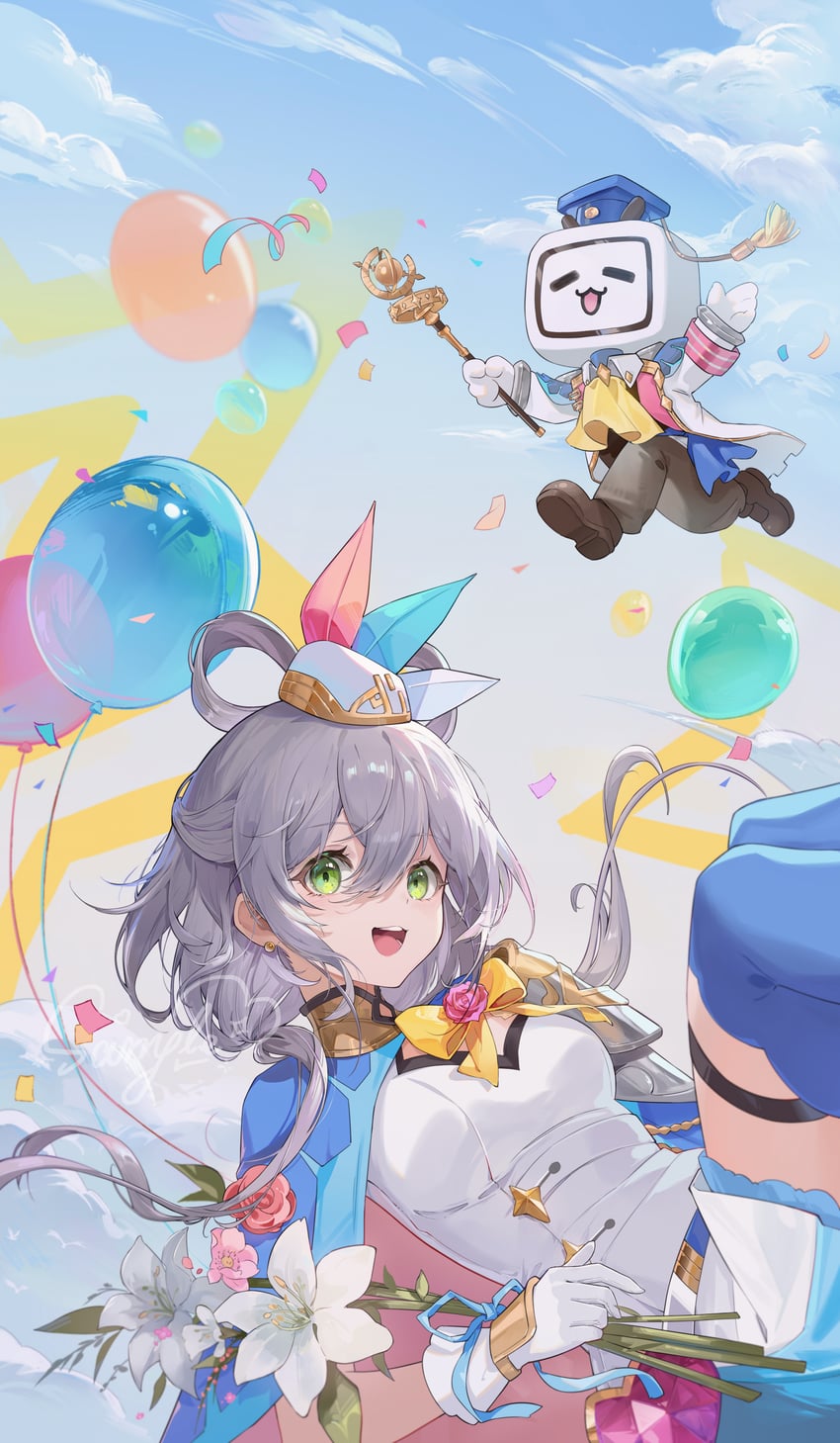 luo tianyi and xiao dianshi (vocaloid and 2 more) drawn by su_ran_(bilibili_18604428)
