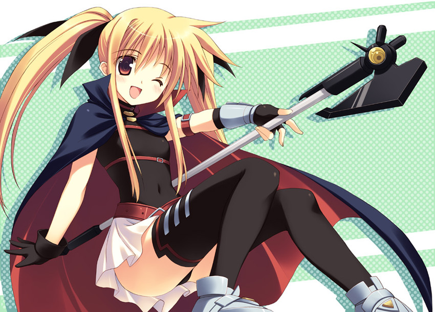 fate testarossa and bardiche (lyrical nanoha and 2 more) drawn by kanemaru and sakuraminto