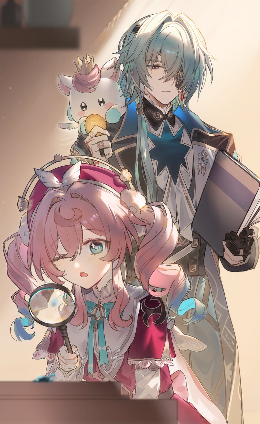 anaxa, hyacine, and little ica (honkai and 1 more) drawn by sp0i0ppp