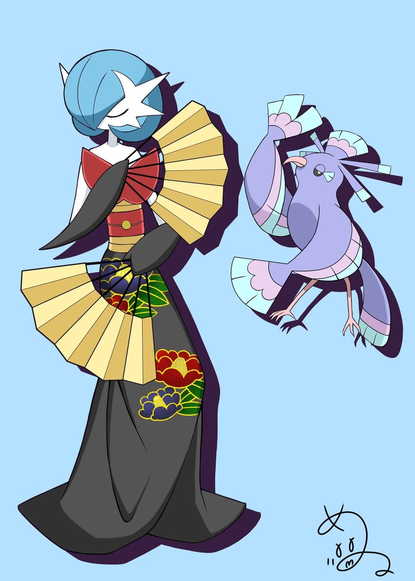 gardevoir, mega gardevoir, and oricorio (pokemon) drawn by shabana_may