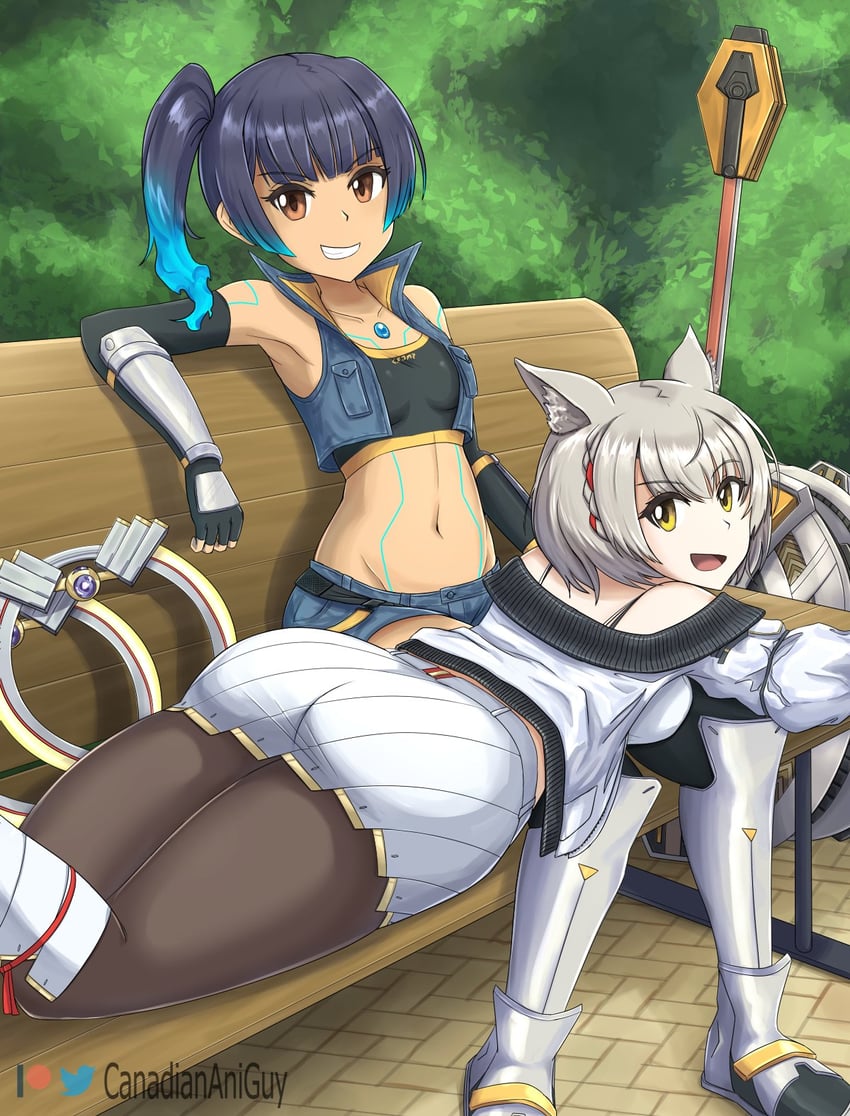 mio and sena (xenoblade chronicles and 1 more) drawn by canadiananiguy