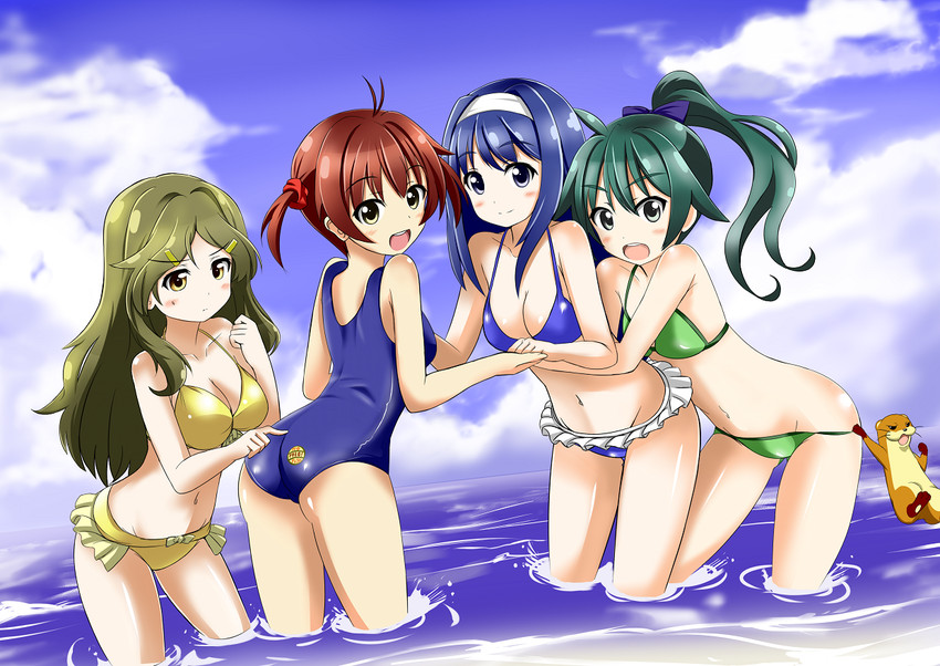 isshiki akane, shinomiya himawari, futaba aoi, saegusa wakaba, and uso-kun (vividred operation) drawn by re:d_(red_liquid)