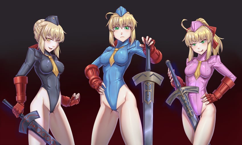 artoria pendragon, saber, saber alter, cammy white, and saber lily (fate and 3 more) drawn by leebigtree