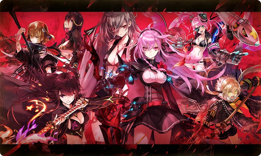 laevateinn, tyrfing, longinus, masamune, parashu, and 2 more (phantom of the kill and 1 more) drawn by da-kuro, rinzo, to_maru, and watarubou