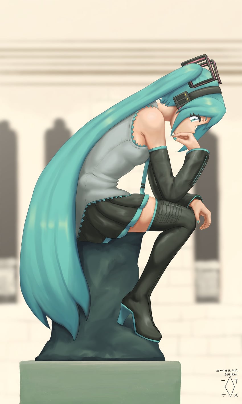 hatsune miku (vocaloid and 1 more) drawn by digiral