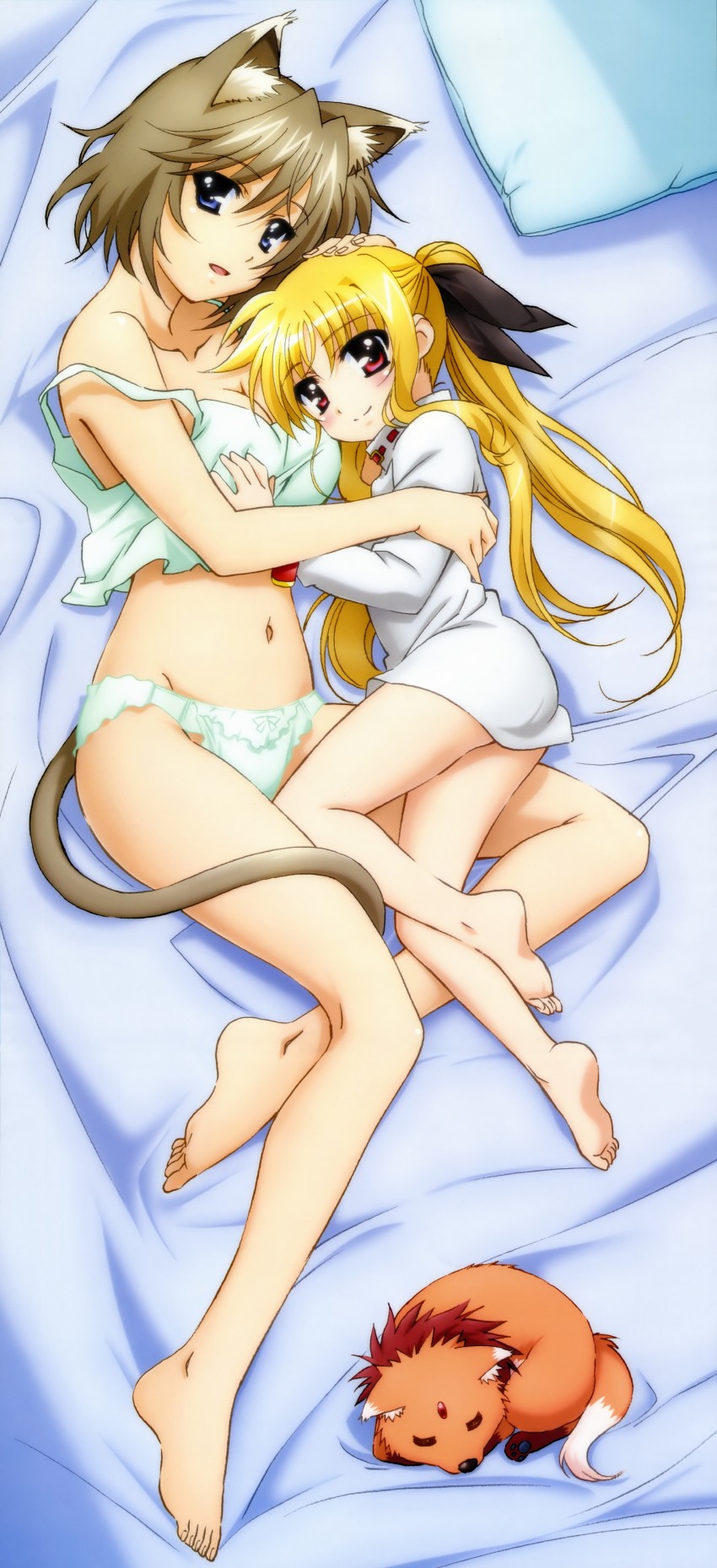 fate testarossa, arf, and rynith (lyrical nanoha and 3 more) drawn by okuda_yasuhiro