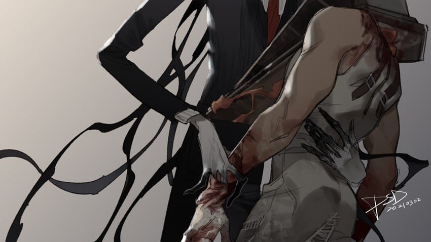 pyramid head and slender man (silent hill and 2 more) drawn by psd_(psdgai)