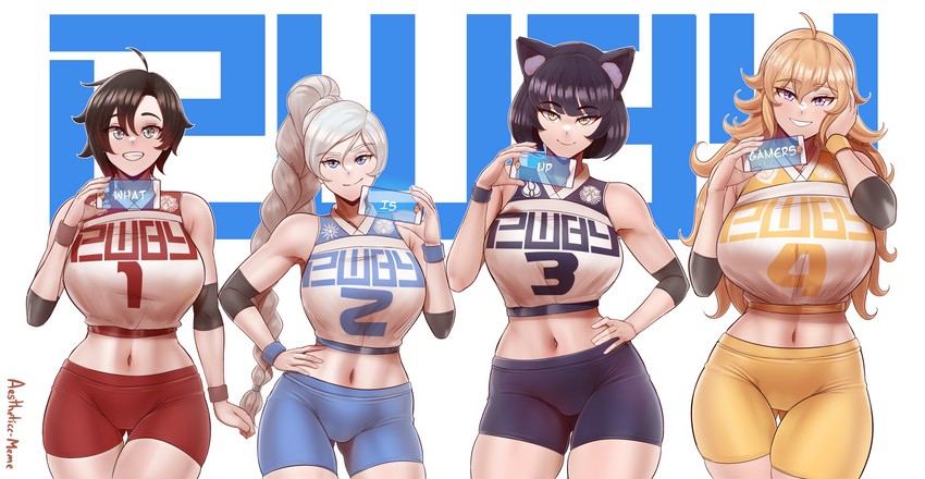 ruby rose, weiss schnee, yang xiao long, and blake belladonna (rwby) drawn by aestheticc-meme