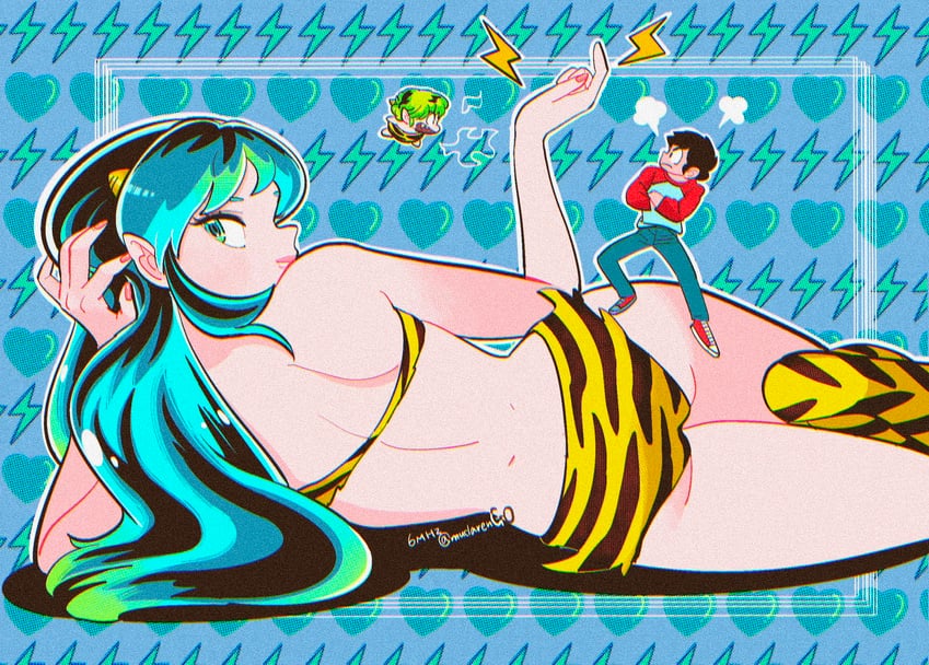 lum, moroboshi ataru, and ten (urusei yatsura) drawn by muda_rengou_to_ziggy_stardust