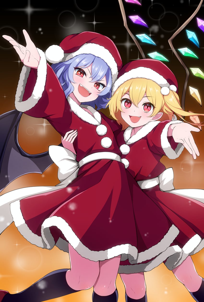 remilia scarlet and flandre scarlet (touhou) drawn by mattyakinako_(odango_imomushi)