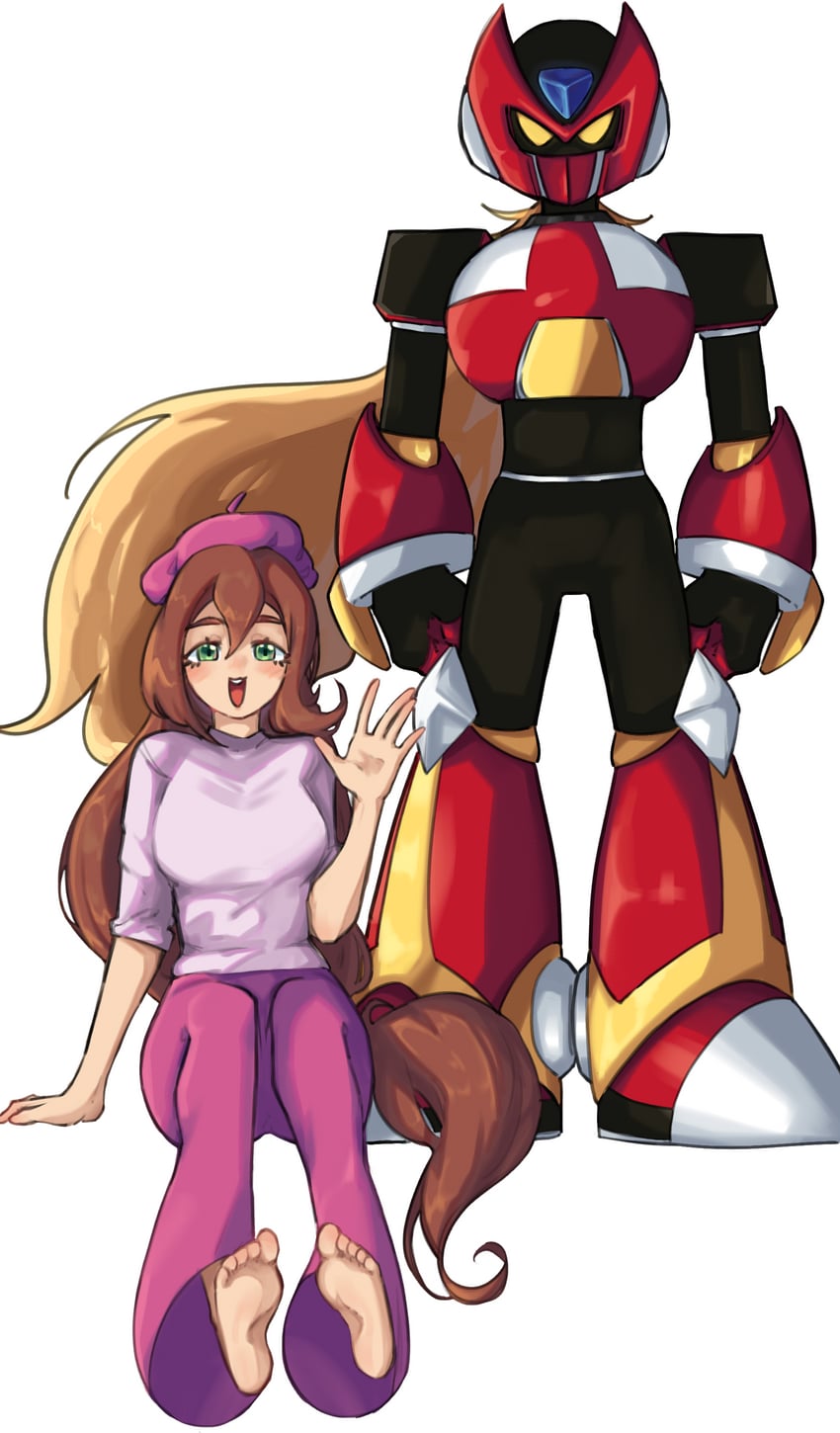 zero and iris (mega man and 1 more) drawn by ghosty_entity