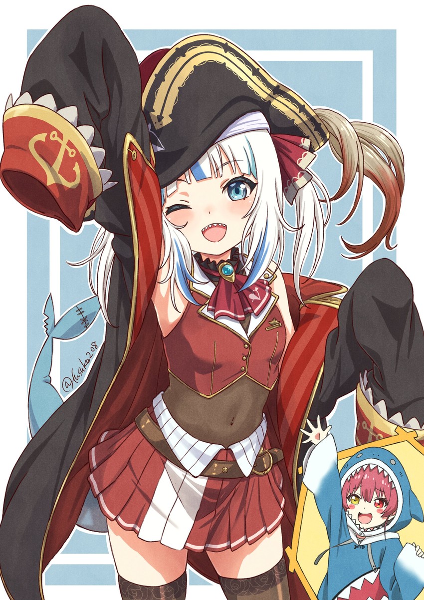 gawr gura and houshou marine (hololive and 1 more) drawn by fuusuke_(fusuke208)