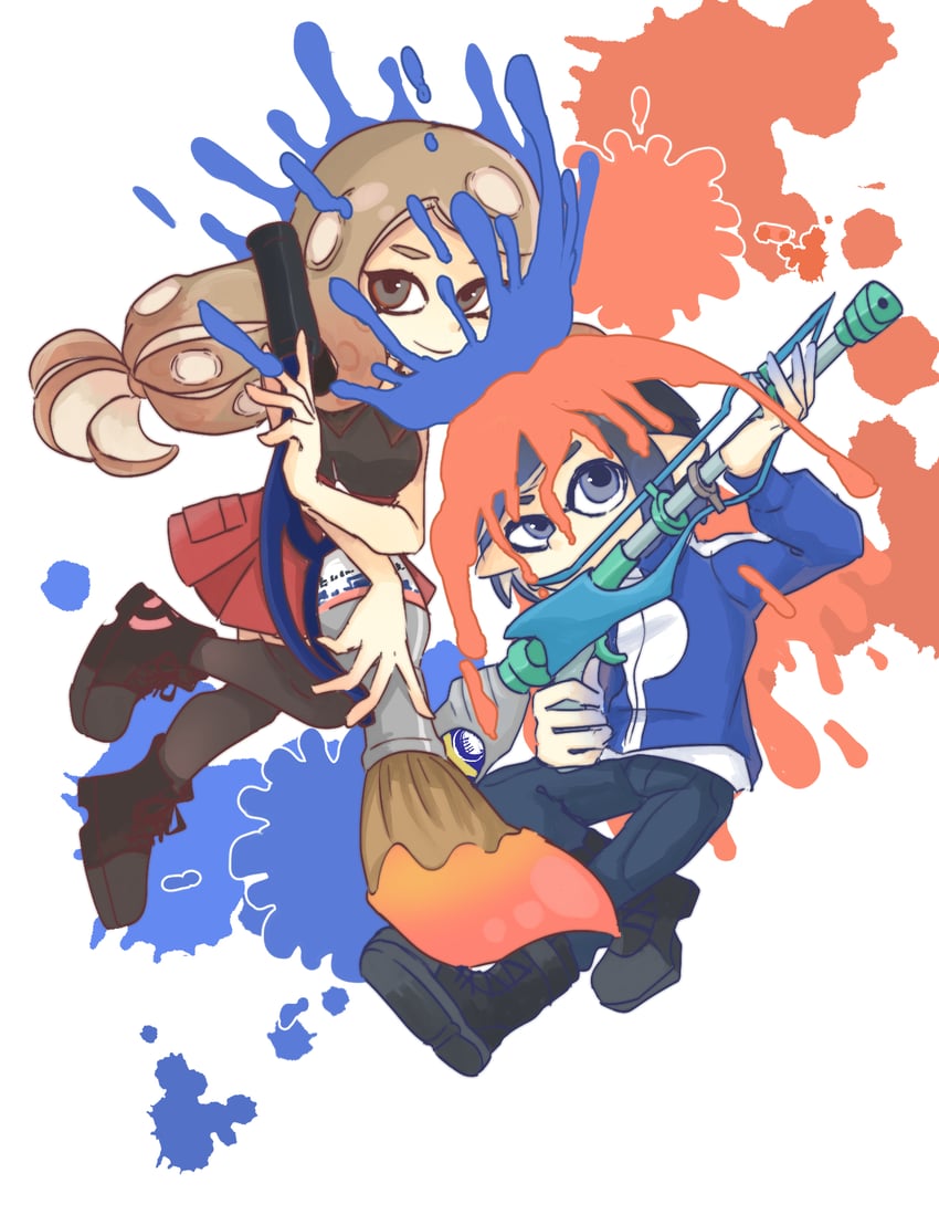 serena and calem (pokemon and 2 more) drawn by morisawa_tsuneka