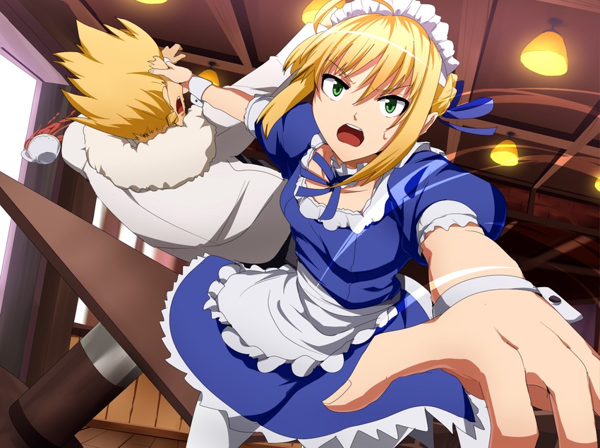 artoria pendragon, saber, and gilgamesh (fate and 2 more) drawn by magukappu