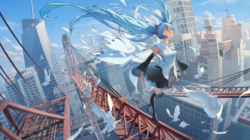 hatsune miku (vocaloid and 1 more) drawn by bingdongluofeiyu