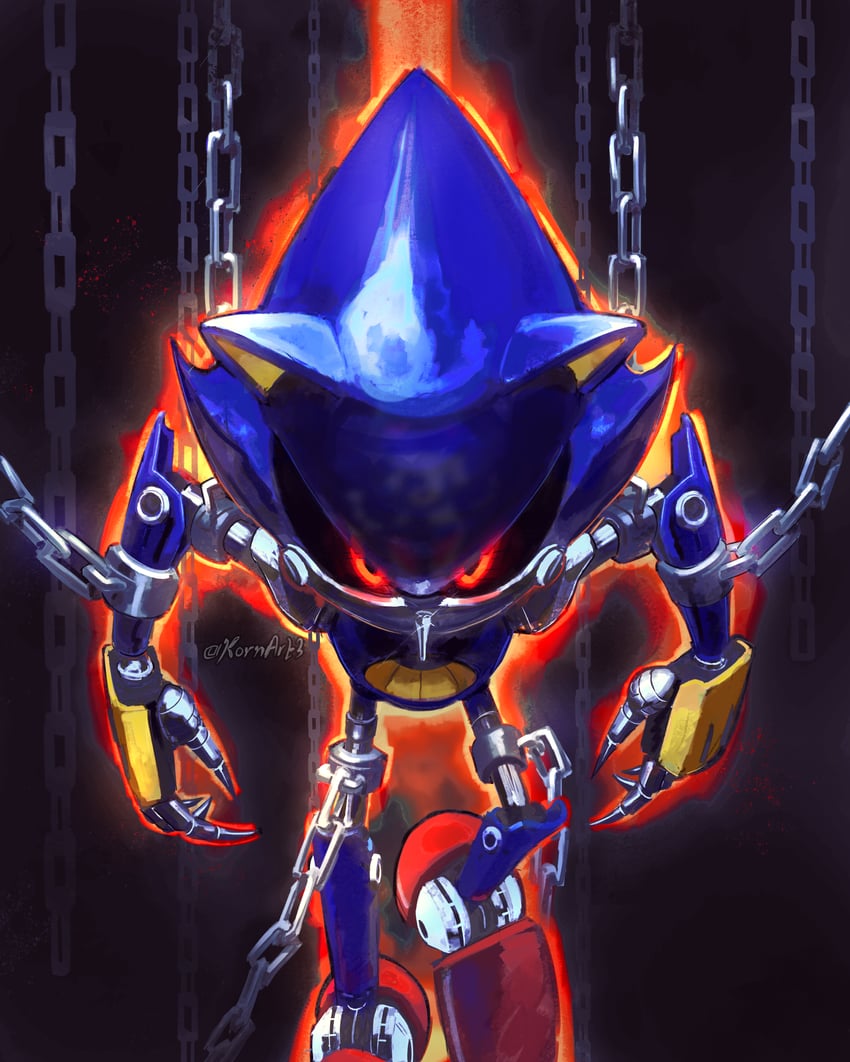 metal sonic and bootleg metal sonic plush (sonic and 1 more) drawn by kornart
