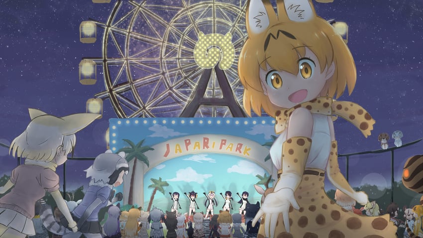 serval, common raccoon, fennec, shoebill, silver fox, and 26 more (kemono friends) drawn by mu_gong_shi