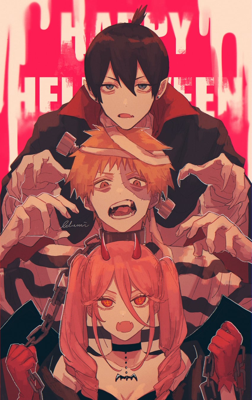 power, denji, hayakawa aki, frankenstein's monster, and dracula (chainsaw man and 1 more) drawn by izumi_(kisshot1126)